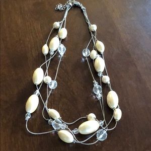 Monet faux pearl and crystal multi strand necklace